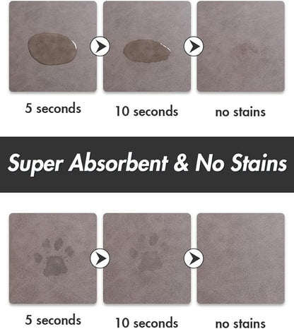 MontVoo-Absorbent Pet Feeding Mat-No Stains Pet Mat for Food and Water Bowl-Quick Dry Cat & Dog Food Mat Water Dispenser Mat-Pet Supplies Mat-Dog Water Bowl Mat for Messy Drinker,（Brown,12"x19"）