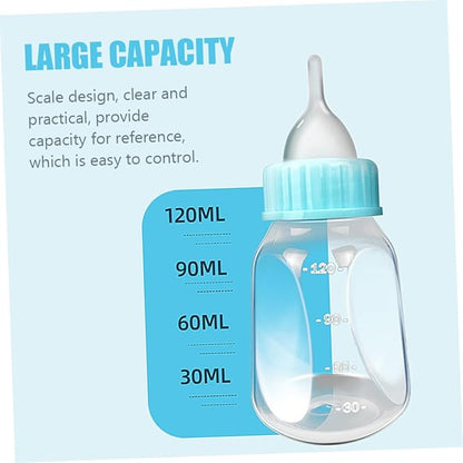2Pcs Portable Pet Nursing Bottles for Kittens and Puppies Silicone Feeding Bottles with Regulated Flow to Prevent Overfeeding Lightweight Animal Milk Feeders in Blue