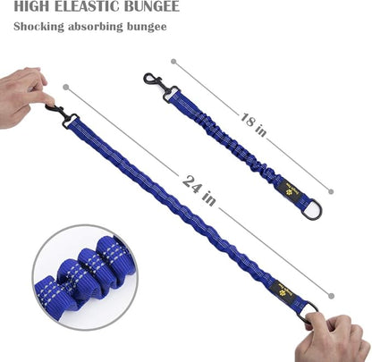Bungee Leash Extension Attachment, 18" Shock Absorbing Lead Extension Absorber, Prevent Injury on Arm and Shoulder & Save Dogs from Getting Hurt, Great for Bicycle, Running, Walking,Blue