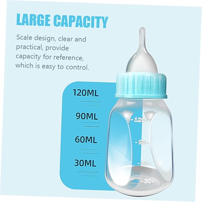 GANAZONO 2Pcs Kitten Milk Bottles with Silicone Nipples for Nursing Cats and Puppies Portable Lightweight Manual Feeder Kit with Leak-Resistant Design for Small Pets Easy to Clean and Carry