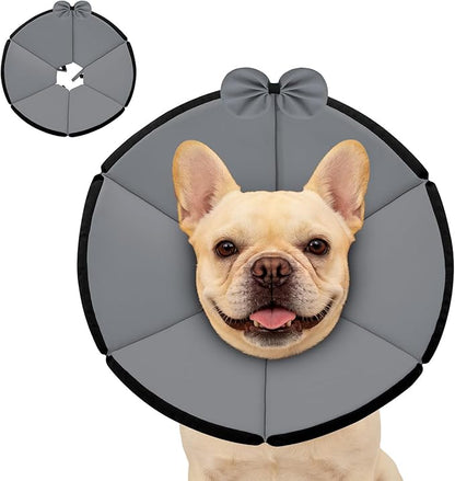 MAXFUT Soft Dog Cone Collar,Foam Cone for Dogs to Stop Licking After Surgery,Non Inflatable Dog Donut Cone (Grey, L)