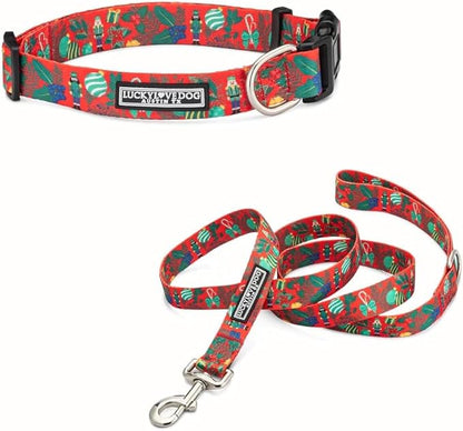 Lucky Love Dog - Easy Click Buckle Dog Collar with Leash Set Combo, Durable & Comfortable for Male & Female Dogs, Pet Collar for Large Dogs, Secure Fit - Fritz Combo, Large