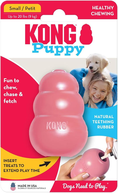 KONG - Puppy Toy Natural Teething Rubber - Fun to Chew, Chase and Fetch - for Small Puppies - Pink