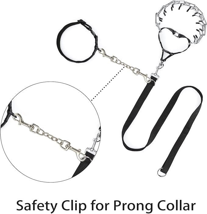 Safety Clip Metal Double Ended Backup Dog Collar Clip for Prong Harness Connector (Small)