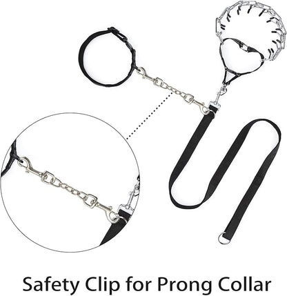 Safety Clip Metal Double Ended Backup Dog Collar Clip for Prong Harness Connector (Small)
