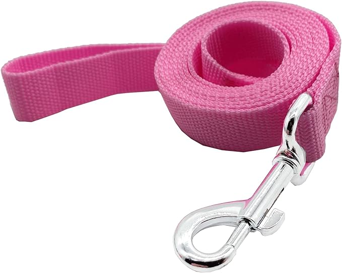 Nylon Dog Training Leash, Traction Rope, 4Ft /5 Foot /6 Feet Long, 5/8 inch 3/4 Inch 1 Inch Wide, for Small and Medium Dogs (1'' x 12 FT, Pink)