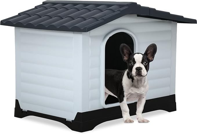 BestPet Dog House Indoor Outdoor Insulated Kennel Durable Plastic Dog House for Small Medium Large Dogs Weather & Water Resistant Pet Crate with Air Vents and Elevated Floor