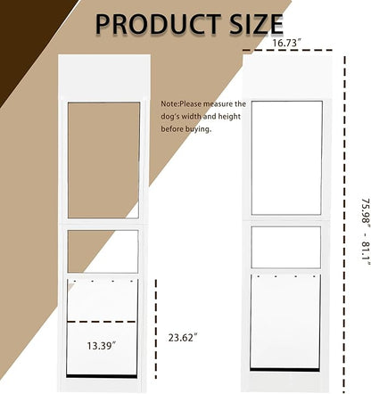 Extra Large Dog Door for Sliding Door,Adjustable Height 75.98"-81.1",Dog Door for Sliding Glass Doors XL,All-Metal Framed & Panel with Rotating Screws Can Slide Up and Down Along The Track