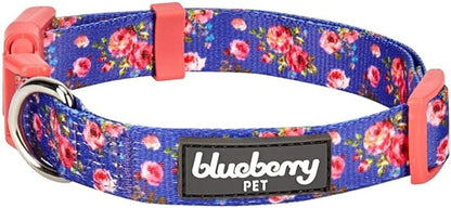 Blueberry Pet Spring Scent Rose Print Dog Collar, Small, Adjustable, Neck 12-16", Award Winning, Eco-Friendly, Pink Girl Dog Collars, Puppy Collars, Dog Collars for Medium Dogs