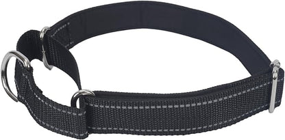 SGODA Martingale Dog Collar, Reflective Nylon Padded Dog Training Collars for Small Dogs, Black S