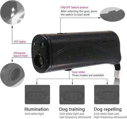 OYEFLY Handheld Dog Trainer, 3 in 1 with LED Flashlight,Bark Stopper Dog Trainer Devices Training Tool/Stop Barking(Black)