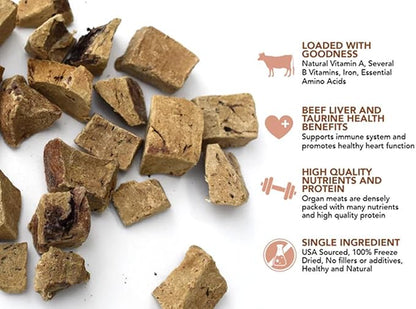 Freeze Dried Duck Liver Cubes Double Pack Dog & Cat Treats Food Topper with Single Ingredient Just Duck Liver (2 Packs)