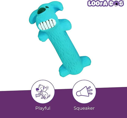 Multipet Original Loofa Latex Dog Toy - Squeaky Toy for All Dogs - Easy-to-Clean Squeaky Toys - Latex Dog Toys for Playing (1 Count, 6”, Random Color Surprise)