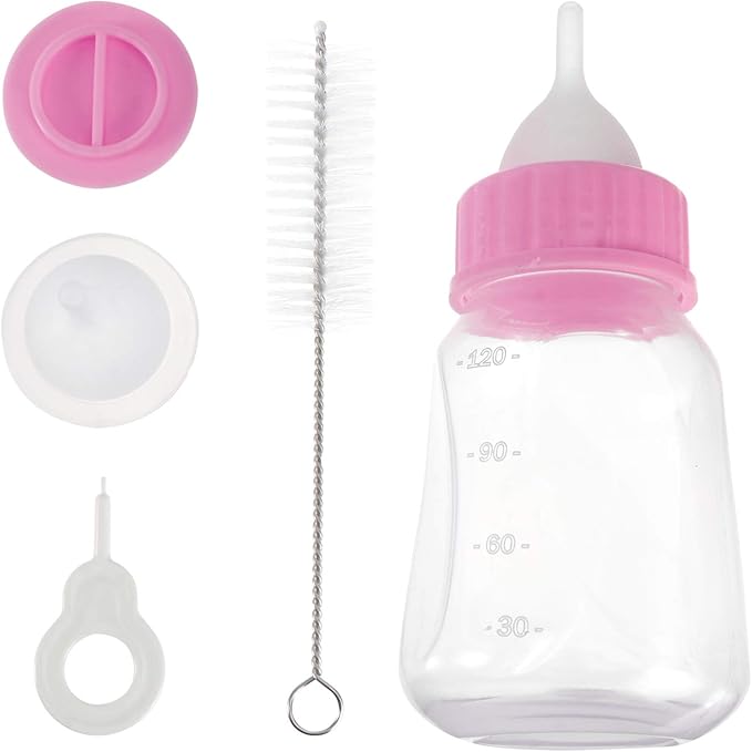 POPETPOP Pet Bottle Kits- Kitten Puppy Bottle Cat Feeding for Rabbits, Puppy Milk Feeder Small Pet Feeding Tool (Pink)