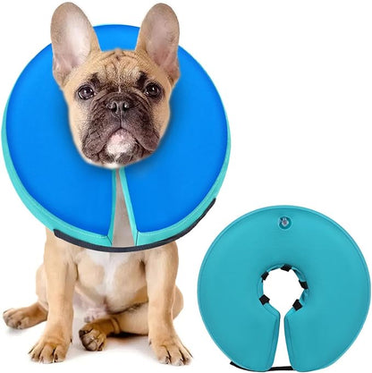 MIDOG Soft Inflatable Dog Cone,Donut E-Collar Alternative for After Surgery, Prevents Licking, Allowing Normal Eating & Vision,Comfortable Recovery Collar for Small Medium Large Dogs&Cats,GreenBlue-M+