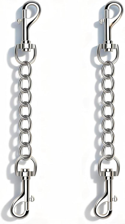 2 PCS Dog Collar Metal Safety Clip, Harness Collar Leash Chain Connector, Heavy Duty Double End Spring Backup Buckle Clasp, Escape-Proof Safety Accessory (Medium, Silver)
