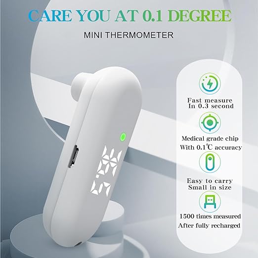 Medical Forehead Thermometer, Rechargeable Thermometer for Adults and Kids, Portable Infrared Digital Thermometer with Fever Alarm and LCD Display, Fast Accurate 1s Instant Results (Black)