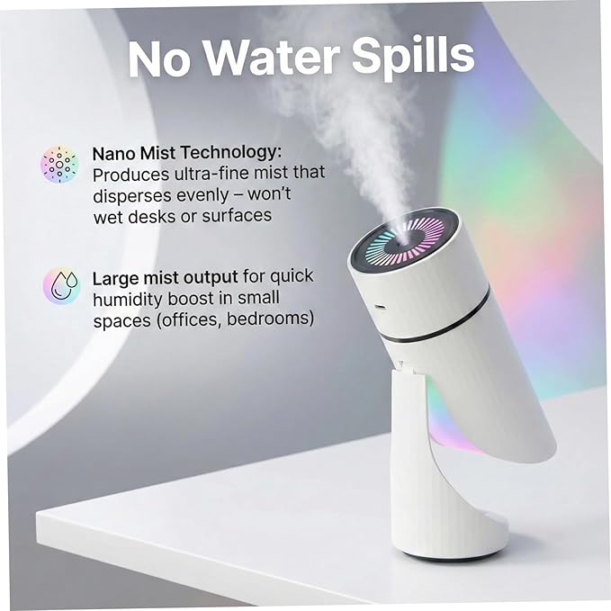 Dog Humidifier, Quiet Mini Humidifier with Calming Night Light for Puppy, Cats & Pets, Portable USB for Bedroom, Crate, Or Travel