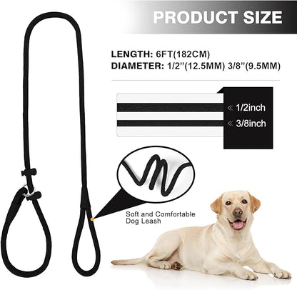 Lynxking Dog Leash Slip Lead Reflective Breathable Rope Comfortable Strong No Pull Slip On Pet Training Lead for Dogs (Pack of 2)