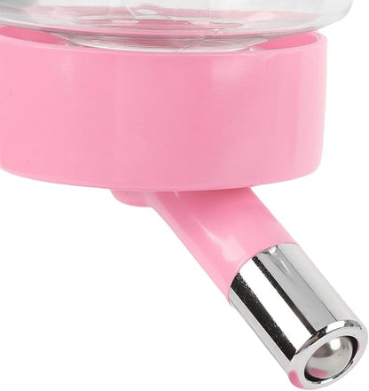 Denash Pet Standing Water Dispenser Feeder, 500ml Dog Water Feeder Bottle Adjustable Raised Pet Food Bowl for Dogs Detachable Bottles Easy Cleaning (Pink)
