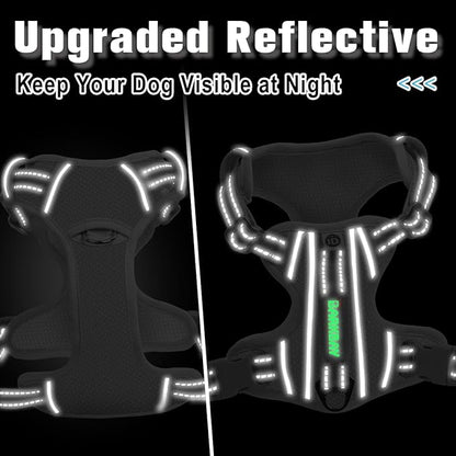 BARKBAY Dog Harness No Pull with ID Tag Pocket - Heavy Duty, Reflective, Easy Control for Large Dogs(Grey,S)