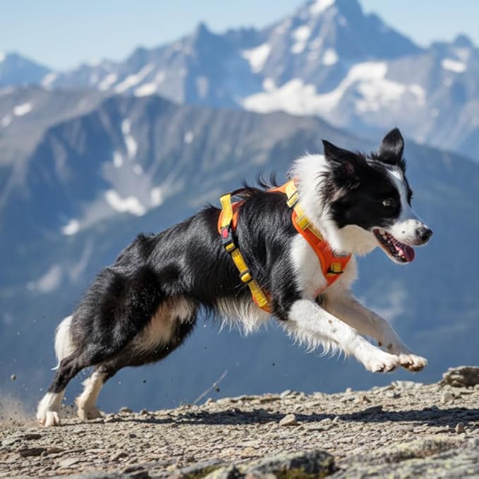 Tactical Dog Harness for Large Medium Dogs No Pull Adjustable Pet Vest with Reflective Straps Front & Back Clips Handle for Hiking Walking Hunting– 4 Sizes with or Without Leash (Orange, M)