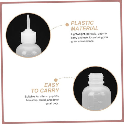 Levemolo 4pcs Dog Cat Feeding Bottles Small Milk Bottles for Newborn Pets Nipples