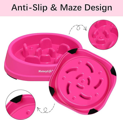 MateeyLife Small Slow Feeder Cat Bowls, Anti-Choking Puzzle Cat Food Bowls, Non Slip Interactive Dog Feeding Slow Down Eating, Bloat Stop Maze Dishes Dog Feeder for Small Breeds 1 Cup Purple