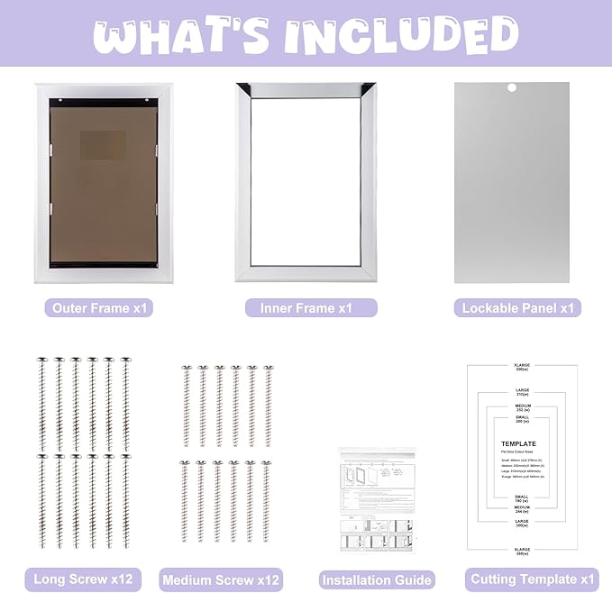 Durable Pet Door, Aluminum Door for Dog and Pets, Medium Doggie Door with Double Automatic Closing Magnetic Flaps, Ideal for Interior and Exterior Doors, Screen and Wall, Weather Resistant