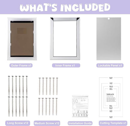 Durable Pet Door, Aluminum Door for Dog and Pets, Medium Doggie Door with Double Automatic Closing Magnetic Flaps, Ideal for Interior and Exterior Doors, Screen and Wall, Weather Resistant
