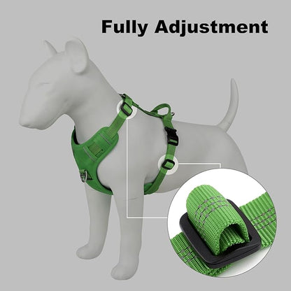 Plutus Pet No Pull Dog Harness, Reflective Adjustable Dog Vest Harness with Handle, Escape Proof, Soft Padded for Small Medium Large Dogs (Green, XL)