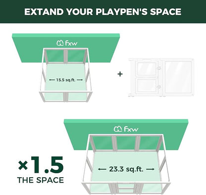 FXW AuraSpace Acrylic Indoor Whelping Box Add-On Panel Set, 24 Inch, 2 Panels, Includes 1 Split Gate + 1 Panel Only, for Newborn Puppies, White