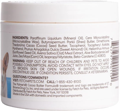 Palmer's for Pets Cocoa Butter Paw Pad and Nose Balm for Dogs, Fragrance Free Dog Skin Soother with Vitamin E for Dry Paws and Noses, Plant Based Formula, 3.5 Oz