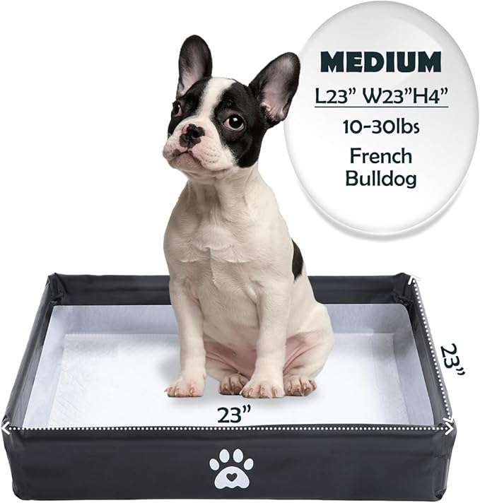 MEEXPAWS Dog Pee Pad Holder Tray Foldable, Puppy Pad Holder Liner Base High Side, Dog Litter Box Indoor for 22’’x22’’ Pee Pads, Training Pad Holder Leak-Proof, Potty Pad Holder for Dogs Easy Clean