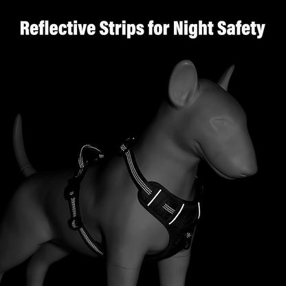 Plutus Pet No Pull Dog Harness, Reflective Adjustable Dog Vest Harness with Handle, Escape Proof, Soft Padded for Small Medium Large Dogs (Black, M)