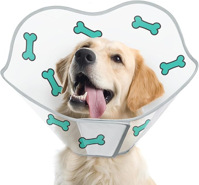 Dog Cone After Surgery - Soft, Comfortable, Adjustable Recovery Collar for Large, Medium, Small Dogs - Stop Licking with Soft Protect Edge (Bone, XL)