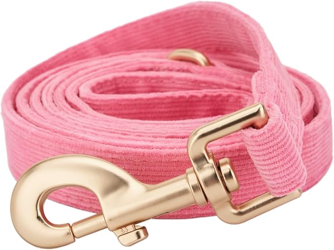 Soft Cotton Dog Leash, 5 Ft Heavy Duty Corduroy Dog Leashes with Gold Metal Hook for Small Medium Large Dogs,Small,Pink
