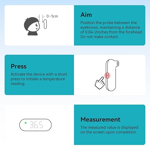 Thermometer Forehead, 1-Second Reading Digital Thermometers Accurate for Adult Kids White Thermometer Infrared with Fever Alarm Rechargeable Thermometers Mini