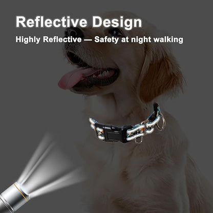 Reflective Martingale Dog Collar with Buckle Soft Nylon Floral No Slip Dog Collars for Small Dogs (Black Orange Flowers, S)