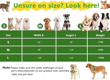 Dog Door Doggy Door Easy Install - Wood & PVC Doors & Walls，Doggie Free Movement & Strong Magnetic Auto-Close & Sliding Lock,Telescoping Frame,8 1/8" x 13 2/5" for Medium Dogs Up to 40 lb