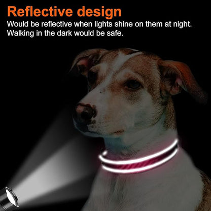 Joytale Reflective Dog Collar,Soft Neoprene Padded Breathable Nylon Pet Collar Adjustable for Medium Dogs,Hotpink,M