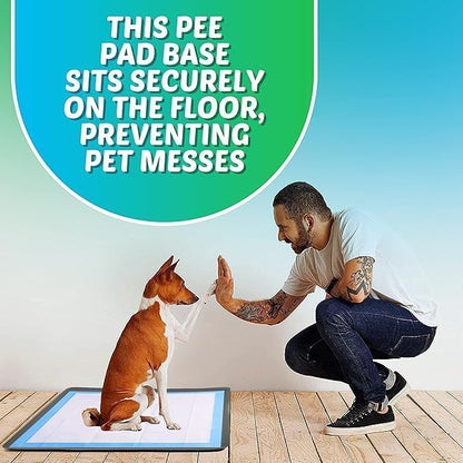 TidyFriend 2 Pk Dog Pee Pad Holder Tray Fits for 27.5” x 44” Pee Pads with Corner Lock Holes, Raised Edges, Non-Spill, Easy to Clean Silicone Dog Potty Tray Holder, for Indoor Floor Protection (Grey)