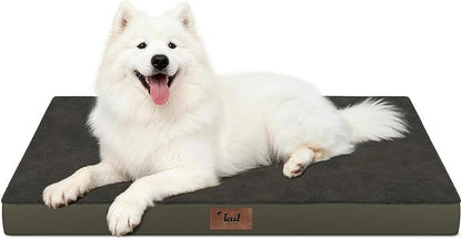 Large Comfy Washable Dog Bed, Orthopedic Egg Crate Foam Dog Crate Mat for Large Dogs with Removable Cover, 41x27 Inch, Coffee
