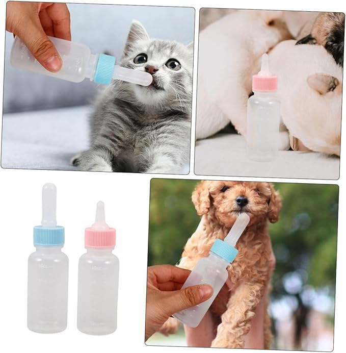 WOONEKY 2pcs Kitten Milk Bottle Puppy Feeding Bottles for Small Animals Optimal Capacity Convenient Design for Kittens and Puppies and Easy to Use