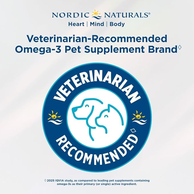 Nordic Naturals Omega-3 Pet, Unflavored - 120 Soft Gels - 330 mg Omega-3 Per Soft Gel - Fish Oil for Dogs with EPA & DHA - Promotes Heart, Skin, Coat, & Immune Health (Pack of 2)