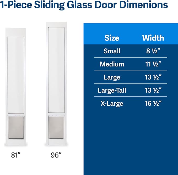 PetSafe Sliding Glass Pet Door - No-Cut DIY Install Doggy Door for Renters - Aluminum Frame - Adjustable Height 91 7/16" to 96" - Ideal for Large Dogs Up to 130 lb - White
