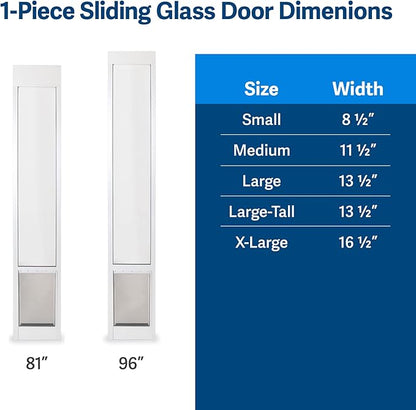 PetSafe Sliding Glass Pet Door - No-Cut DIY Install Doggy Door for Renters - Aluminum Frame - Adjustable Height 75 7/8" to 80 11/16" - Ideal for Small Dogs Up to 15 lb - White