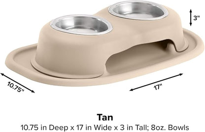 WeatherTech Double High Pet Feeding System - Elevated Dog/Cat Bowls - 3 inch High Tan (DHC0803TNTN)