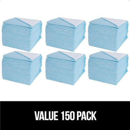 Gorilla Guard Disposable Puppy Pads, 100 Count 28x34 in, 5 Layer Pee Pads for Dogs, Absorbent Diaper Changing Pad, Dog Potty Training Supplies, Quick Dry Pet Housebreaking Essentials for Puppies