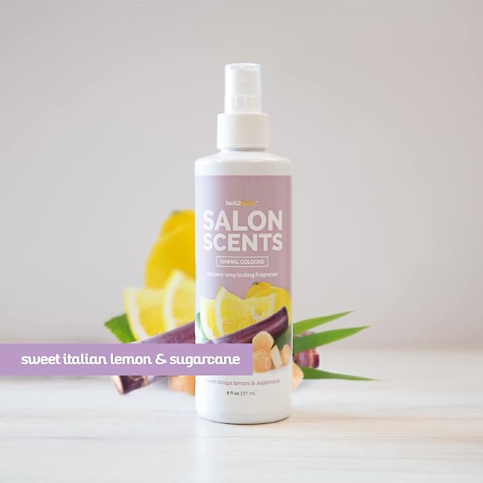 Bark2Basics Salon Scents Pet Grooming Cologne Spray - 8 oz, Natural Professional Perfume for Dogs and Cats, Long Lasting, Deodorizing, Made in The USA (Sweet Italian Lemon)
